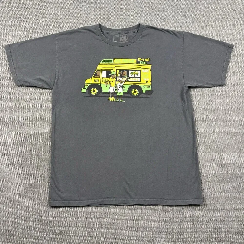 Nike Ice Cream Truck Graphic T-Shirt Grey Sz L Sneaker Cartoon Made Fresh Daily